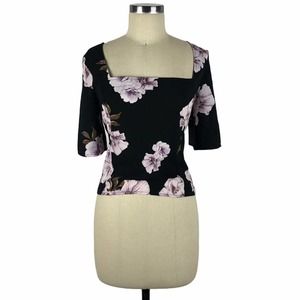FREE PRESS Floral Square Neck Crop Top M NWT